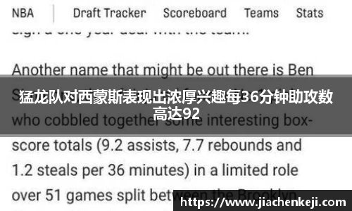 猛龙队对西蒙斯表现出浓厚兴趣每36分钟助攻数高达92